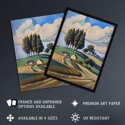 "Artery8 Cotswolds Windy Day Countryside English Landscape Framed Art Print - Size: W12"" x H16""" - thumbnail 2