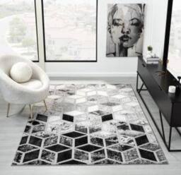 DS Living Carrara Dark Grey-Silver Rug Collection in Silver - Size: 80 cm x 150 cm - thumbnail 2