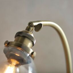 Loops Standing Floor & Table Lamp Set Antique Brass Glass Shade Retro Industrial Light in Clear - thumbnail 5