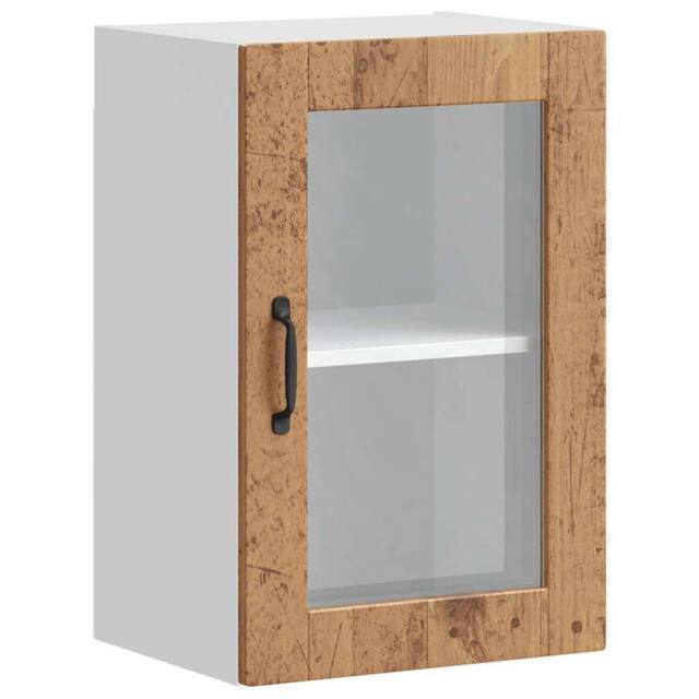 Berkfield Home Kitchen Wall Cabinet with Glass Door Porto Old Wood in Brown - image 1