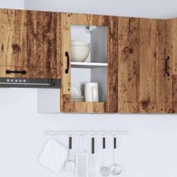 Berkfield Home Kitchen Wall Cabinet with Glass Door¬†Porto Old Wood in Brown - thumbnail 4