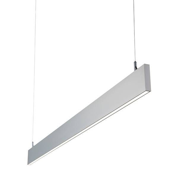 Netlighting Kingsley Integrated LED Linear Baton Pendant Bar Silver Anodised Frosted IP40 - image 1