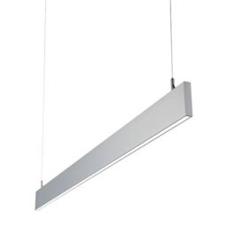 Netlighting Kingsley Integrated LED Linear Baton Pendant Bar Silver Anodised Frosted IP40 - thumbnail 1