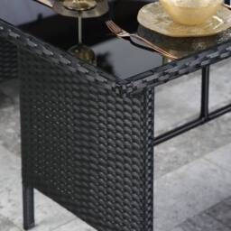 Home Garden Direct Thalia - Rattan Corner Sofa Set with Glass Table & footstools - Black Rattan Outdoor Furniture Set - 8 Seater - thumbnail 3