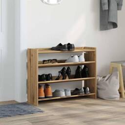 Berkfield Home Shoe Rack Artisan Oak 80x25x62 cm Engineered Wood in Brown - Size: 80 x 25 x 62 cm - thumbnail 1