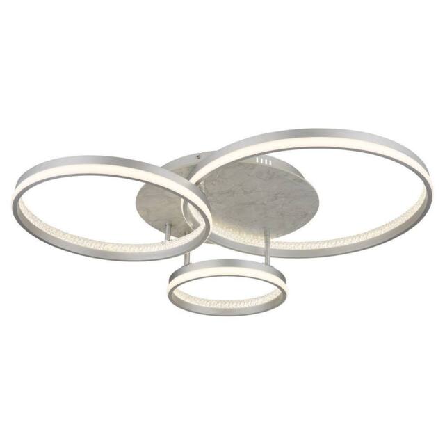 Netlighting Mary 3 Ring Semi Ceiling Light Silver LED Dimmable 2700-6500K Remote - image 1