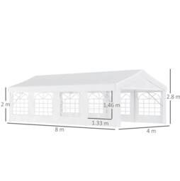 STILVORA Gazebo 8 x 4m with Removable Walls & Windows in White - thumbnail 3