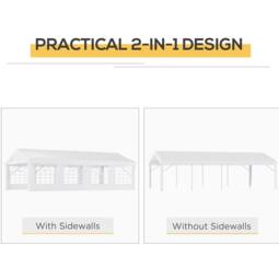 STILVORA Gazebo 8 x 4m with Removable Walls & Windows in White - thumbnail 6