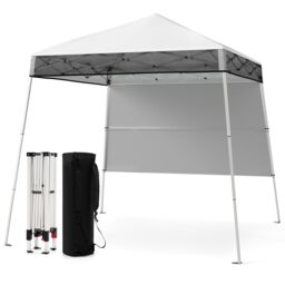 Costway Pop up Canopy Tent Easy Setup Folding Gazebo Shelter w/ 1 Sidewall in White - thumbnail 5
