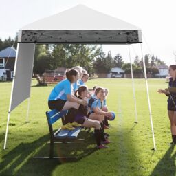 Costway Pop up Canopy Tent Easy Setup Folding Gazebo Shelter w/ 1 Sidewall in White - thumbnail 6