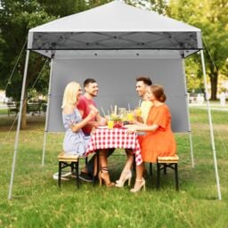 Costway Pop up Canopy Tent Easy Setup Folding Gazebo Shelter w/ 1 Sidewall in White - thumbnail 3