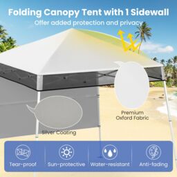 Costway Pop up Canopy Tent Easy Setup Folding Gazebo Shelter w/ 1 Sidewall in White - thumbnail 2
