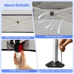 Costway Pop up Canopy Tent Easy Setup Folding Gazebo Shelter w/ 1 Sidewall in White - thumbnail 9