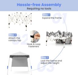 Costway Pop up Canopy Tent Easy Setup Folding Gazebo Shelter w/ 1 Sidewall in White - thumbnail 7