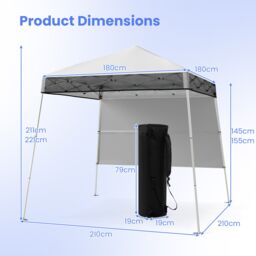 Costway Pop up Canopy Tent Easy Setup Folding Gazebo Shelter w/ 1 Sidewall in White - thumbnail 8