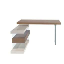 Angel Cerda Walnut-Veneer Writing Desk with Tempered Glass Legs in Brown - thumbnail 2