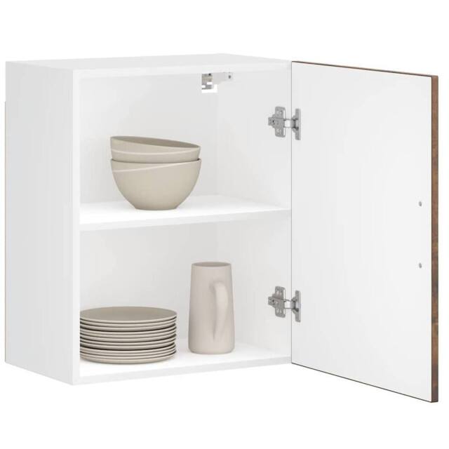 Berkfield Home Kitchen Wall Cabinet¬†Porto Smoked Oak Engineered Wood in White - image 1