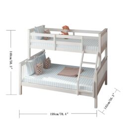 Interior Emporium Ltd Lily Wooden Trio Bunk Bed with Double Mattress - Space-Saving Solid Pine Frame - White - thumbnail 3