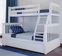 Interior Emporium Ltd Lily Wooden Trio Bunk Bed with Double Mattress - Space-Saving Solid Pine Frame - White - thumbnail 5