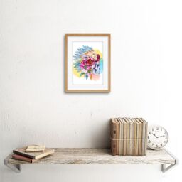"Artery8 Wall Art Print Skull Decorated with Flowers Art Framed 9x7 inch in Beige - Size: W7"" x H9""" - thumbnail 2