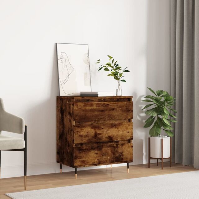 Berkfield Home Sideboard Smoked Oak 60x35x70 cm Engineered Wood in Brown - Size: 60 x 35 x 70 cm - image 1