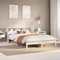 Berkfield Home Decorative Bed Frame without Mattress White 160x200 cm Solid Wood Pine - thumbnail 2