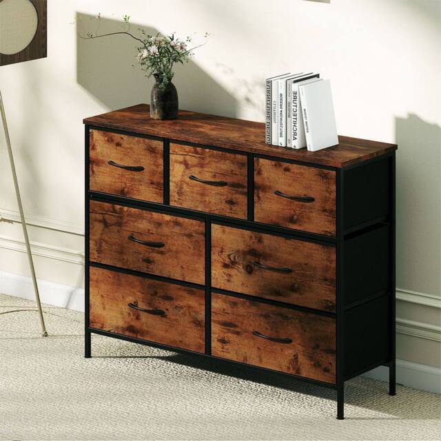 Levede 7 Drawers Fabric Chest of Drawer Storage Organizer in Brown - image 1