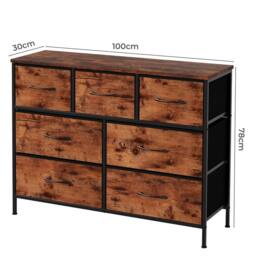 Levede 7 Drawers Fabric Chest of Drawer Storage Organizer in Brown - thumbnail 8