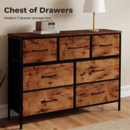 Levede 7 Drawers Fabric Chest of Drawer Storage Organizer in Brown - thumbnail 2