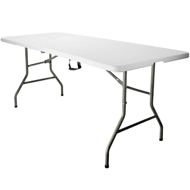House of Home Folding Table 6ft Heavy Duty Plastic Camping Picnic Portable Banquet BBQ Tables in White - image 1