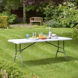 House of Home Folding Table 6ft Heavy Duty Plastic Camping Picnic Portable Banquet BBQ Tables in White - thumbnail 3