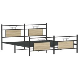 Berkfield Home Metal Bed Frame without Mattress Sonoma Oak 180x200 cm Super King in Brown - thumbnail 5