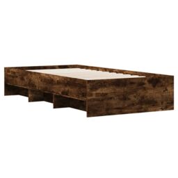 Berkfield Home Bed Frame without Mattress Smoked Oak 90x200 cm Engineered Wood in Brown - thumbnail 4