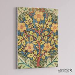 "Artery8 Rose Wreath Embroidery Pattern Canvas Wall Art Print Morris - Size: W18"" x H24""" - thumbnail 2