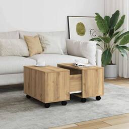 Berkfield Home Durable Coffee Table Artisan Oak 60x60x38 cm Engineered Wood in Brown - Size: 60 x 60 x 38 cm - thumbnail 1