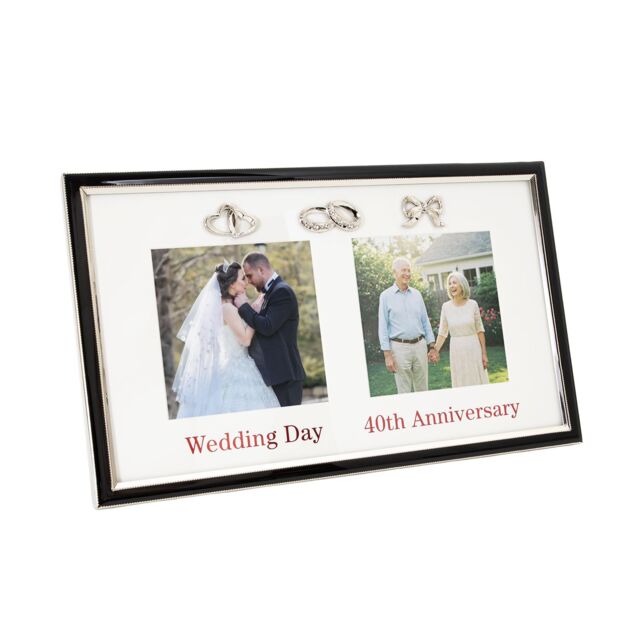Happy Homewares 40th Anniversary & Wedding Frame with Silver & Black Icons - image 1