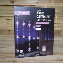 Samuel Alexander 1.3m x 1.2m Light up Snowflake Christmas Curtain Lights with 390 Rainbow & Orange Twinkling LEDs - thumbnail 6