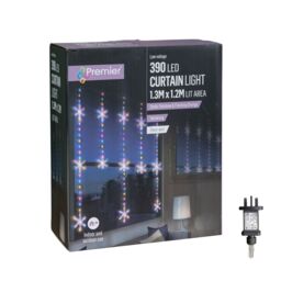 Samuel Alexander 1.3m x 1.2m Light up Snowflake Christmas Curtain Lights with 390 Rainbow & Orange Twinkling LEDs - thumbnail 8