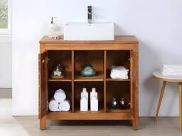 Vente-unique Acacia Wood Bathroom Unit With Single Basin - 90 Cm - PULUKAN in Walnut - thumbnail 5