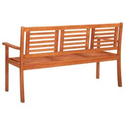 Berkfield Home 3-Seater Garden Bench 150 cm Solid Eucalyptus Wood in Brown - thumbnail 3