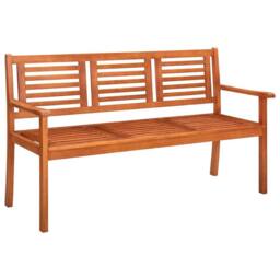 Berkfield Home 3-Seater Garden Bench 150 cm Solid Eucalyptus Wood in Brown - thumbnail 1