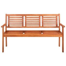 Berkfield Home 3-Seater Garden Bench 150 cm Solid Eucalyptus Wood in Brown - thumbnail 2