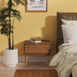 Ready Assembled 2 U Fuji 1 Drawer Bedside (Ready Assembled) in Walnut