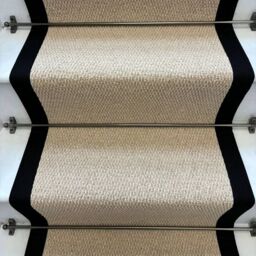 RainbowHome Kalahari Caramel Stair Runner Loop Pile With 100% Cotton Black Border in Camel - Size: 65 cm x 600 cm