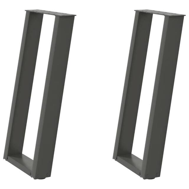 Berkfield Home Console Table Legs U-Shaped 2 pcs Anthracite 38x(72-73) cm Steel in Charcoal - image 1