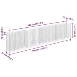 Berkfield Home Durable Gabion Raised Bed Galvanised Steel 360x30x90 cm in Silver - Size: 360 x 30 x 90 cm - thumbnail 7