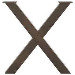 Berkfield Home Modern Dining Table Legs X-Shaped 2 pcs Natural Steel 70x(72-73) in Brown - thumbnail 5
