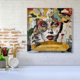 Warren Reed - Designer Abstract Face Behind Sofa Canvas - Size: w10 inch x h10 inch - thumbnail 1