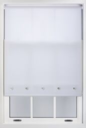 Furnished White Daylight Roller Blind with Chrome Round Eyelets - Trimmable Window Shade - Size: 90 cm width x 210 cm drop