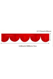 Neel Blue Swag Curtain Panel Ice Silk Detachable Swag Backdrop, 2 Metre in Red - thumbnail 2